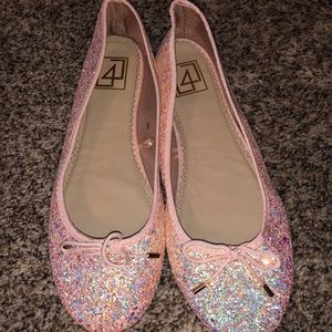 Pink glitter ballet flats